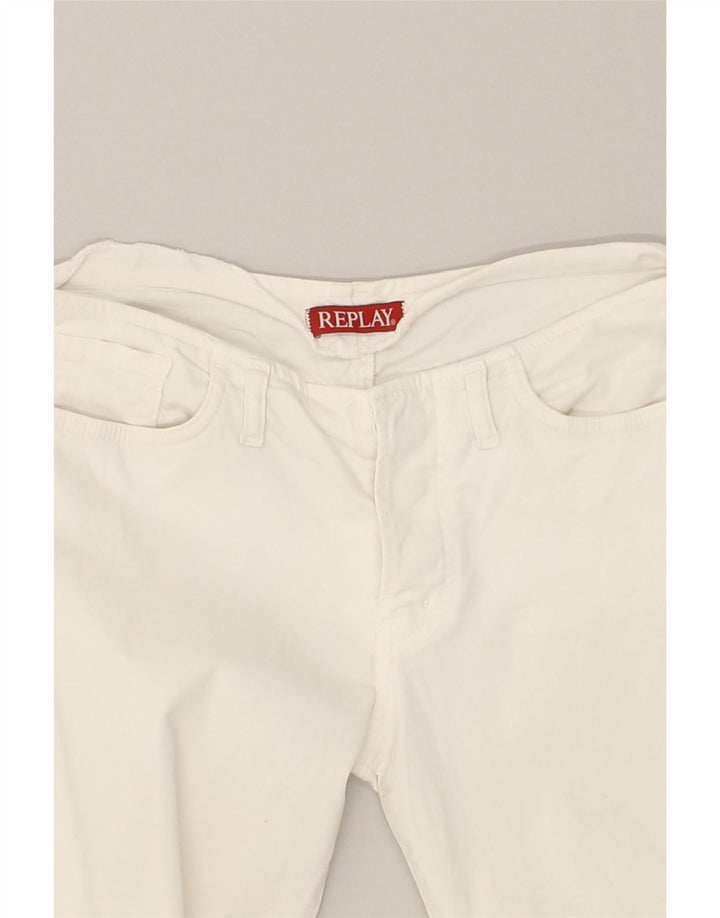 REPLAY Womens Slim Casual Trousers W32 L30 White | Vintage Replay | Thrift | Second-Hand Replay | Used Clothing | Messina Hembry 