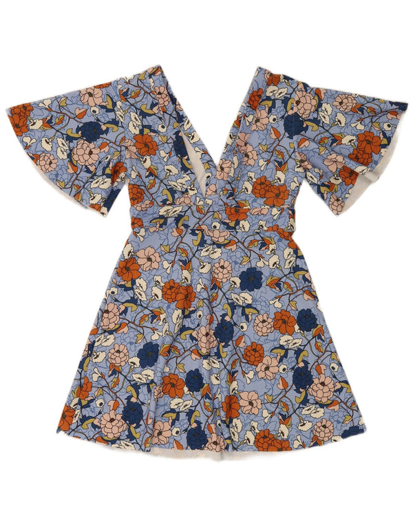 Zara ženska haljina A-kroja s krilima šišmiša UK 12 Srednje plava cvjetna