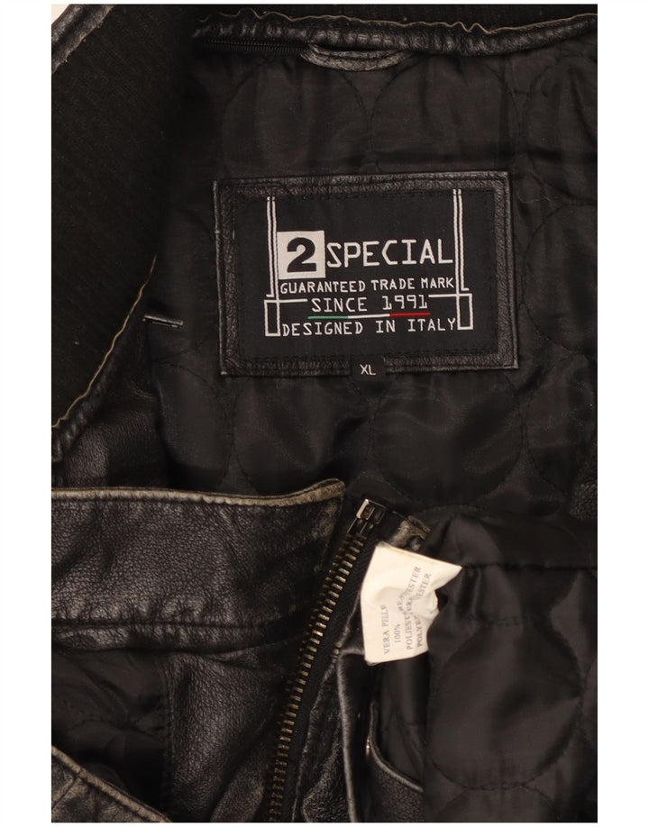 Vintage muška biciklistička kožna jakna UK 42 XL crna koža