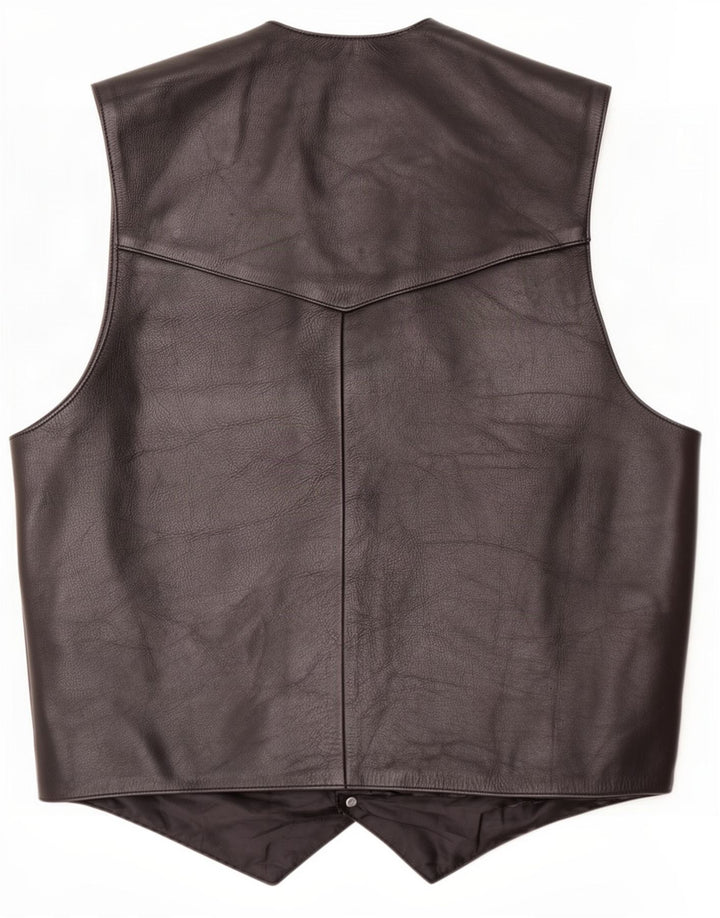 Vintage muški kožni prsluk 2XL crni