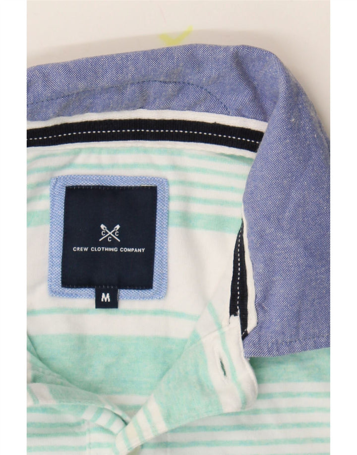 CREW CLOTHING Mens Polo Shirt Medium Blue Striped Cotton Vintage Crew Clothing and Second-Hand Crew Clothing from Messina Hembry 