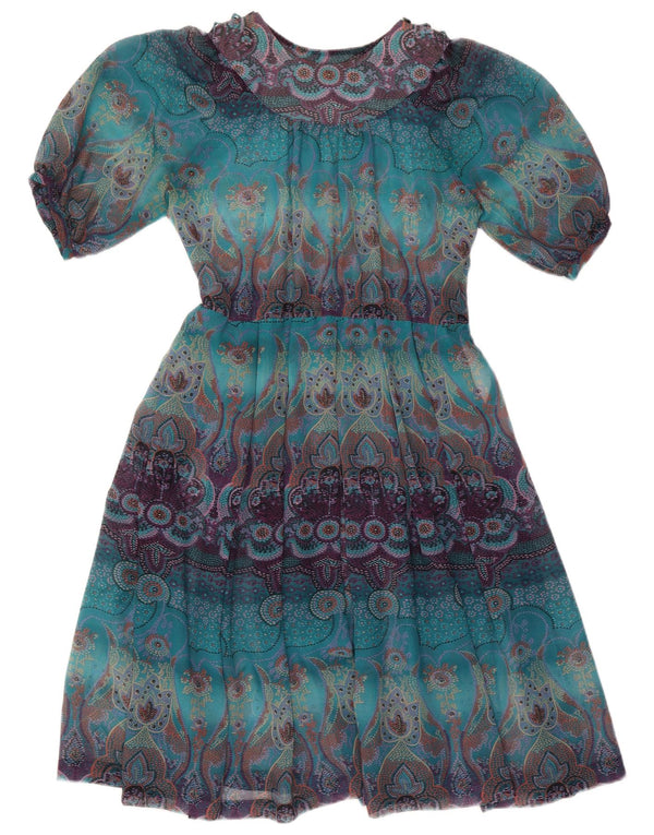 Vintage ženska haljina A-kroja UK 18 XL plavi paisley