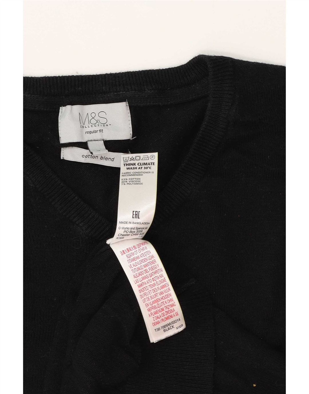 Marks & Spencer, veliki crni pamučni muški džemper s V-izrezom regularnog kroja