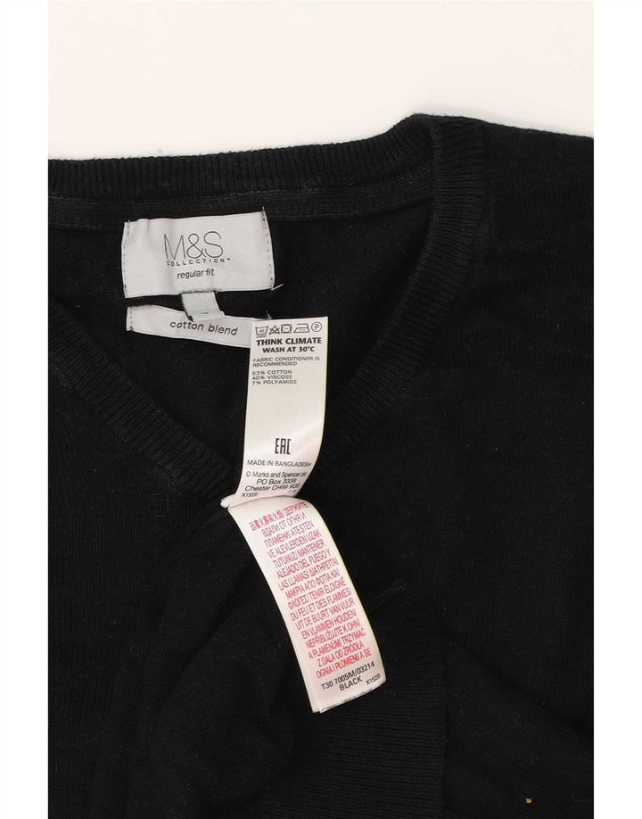 Marks & Spencer, veliki crni pamučni muški džemper s V-izrezom regularnog kroja