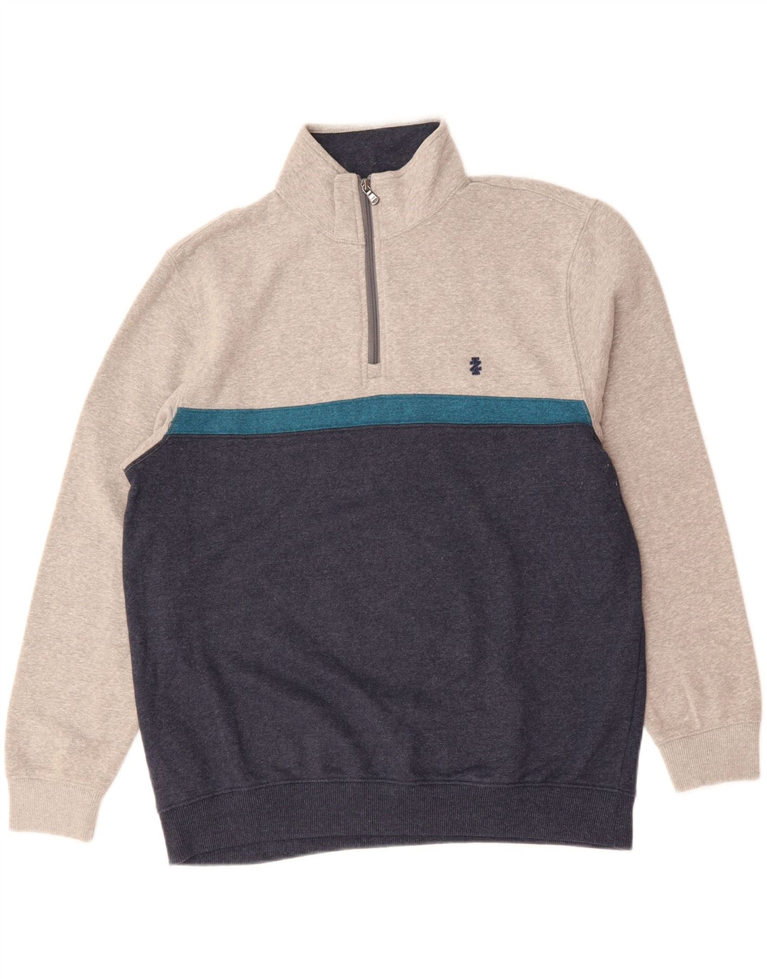 IZOD Mens Sweatshirt Jumper Large Navy Blue Colourblock Cotton Vintage Izod and Second-Hand Izod from Messina Hembry 