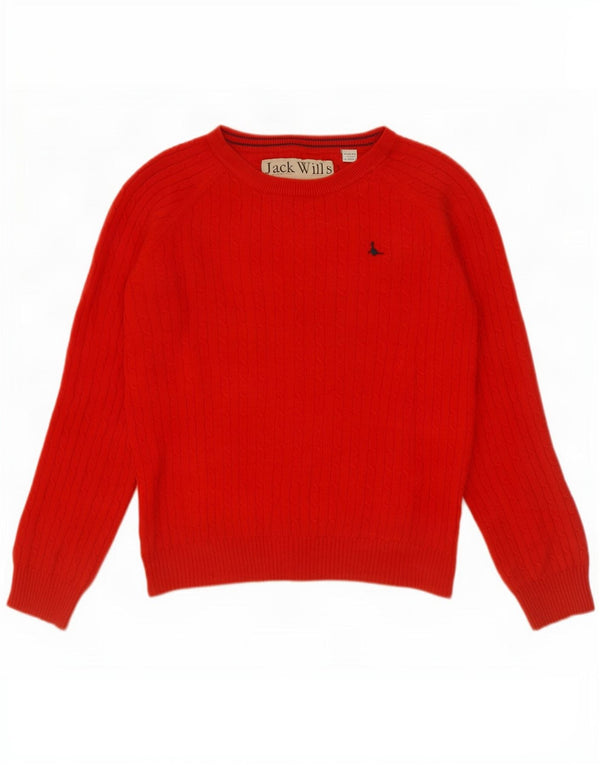 Jack Wills Ženski džemper s veznim izrezom UK 12 Srednje crveni pamuk