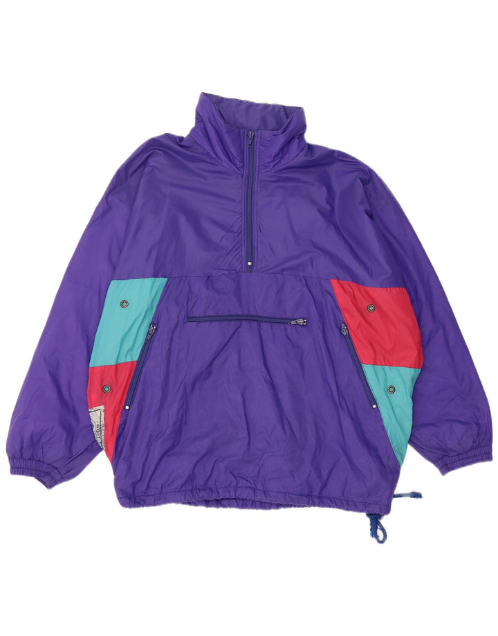 VINTAGE muška anorak jakna s kapuljačom širokog kroja UK 36 Small Purple Colourblock
