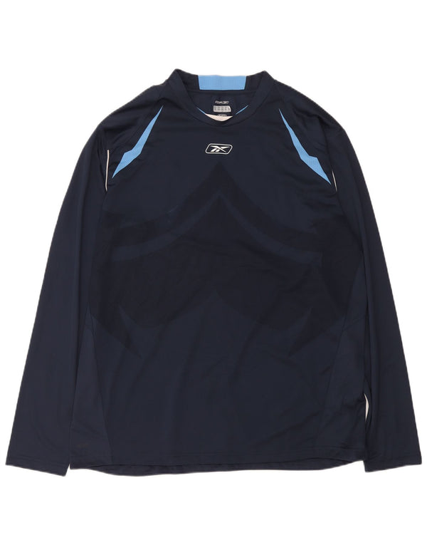 Reebok muška majica s dugim rukavima XL tamnoplavi poliester u boji