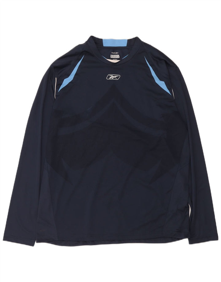 Reebok muška majica s dugim rukavima XL tamnoplavi poliester u boji