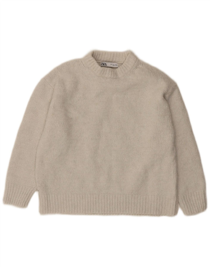 Zara ženski džemper s okruglim izrezom 3/4 rukava UK 10 Mali bijeli