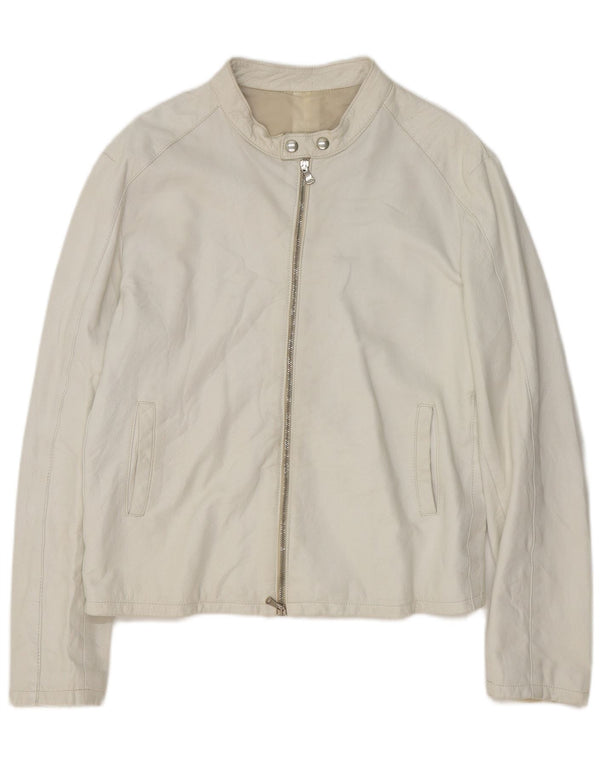 Vintage muška kožna bomber jakna UK 40 velika bijela
