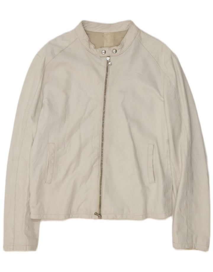 Vintage muška kožna bomber jakna UK 40 velika bijela