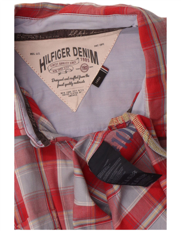 Tommy Hilfiger muška košulja kratkih rukava, veliki crveni karirani pamuk