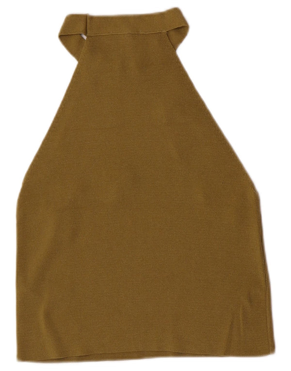 Topshop ženska majica s halterima UK 8 Mala kaki viskoza