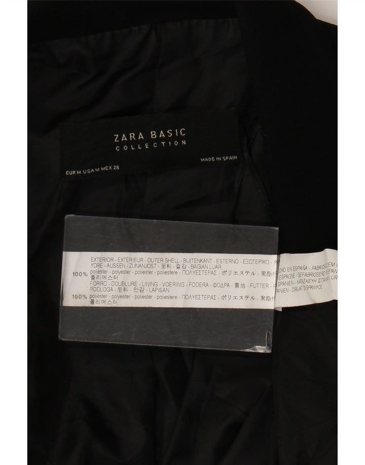 Zara ženska jakna s otvorenim sakoom s 3/4 rukava UK 14 Srednje crni poliester