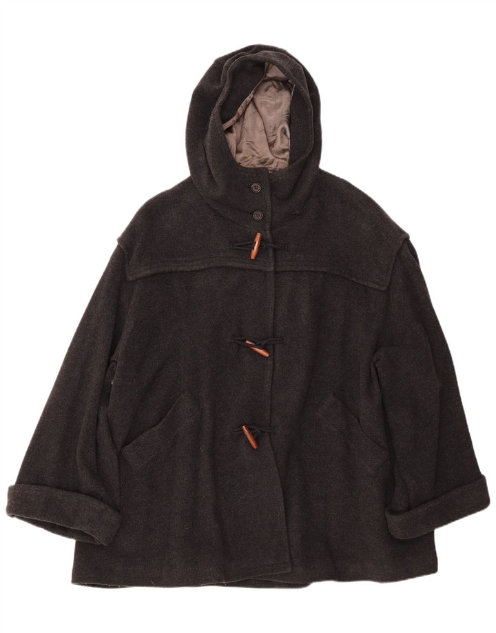 BENETTON ženski preveliki duffle kaput s kapuljačom IT 42 srednje siva vuna