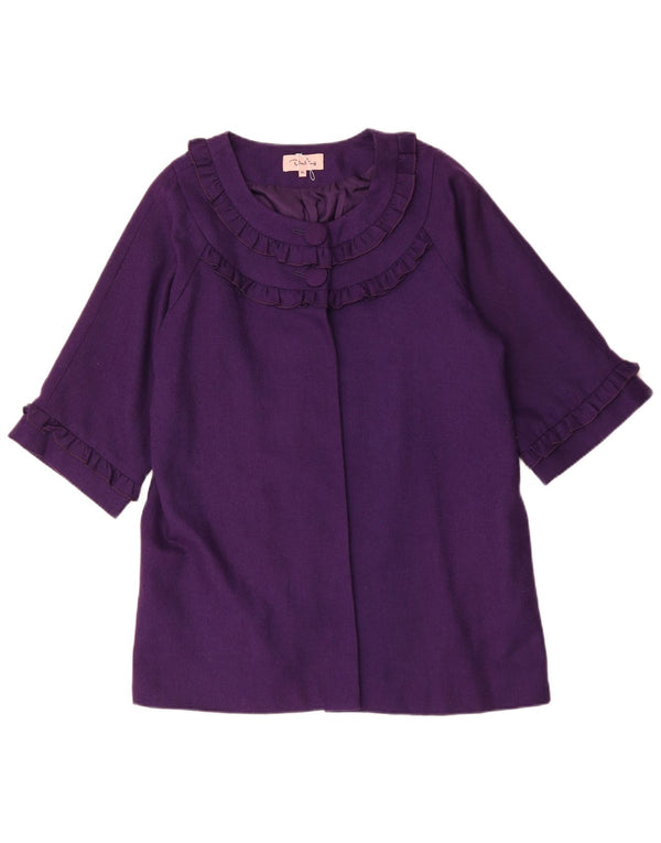 Ženska jakna s 3/4 rukava 2 gumba Darling UK 18 XL Ljubičasta vunena