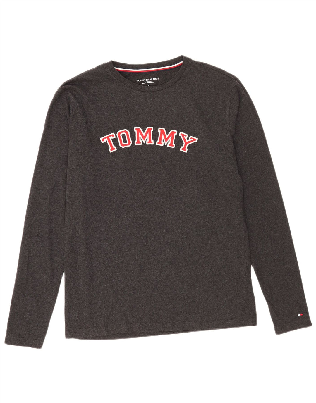 Tommy Hilfiger muška majica dugih rukava s grafikama, mali sivi pamuk