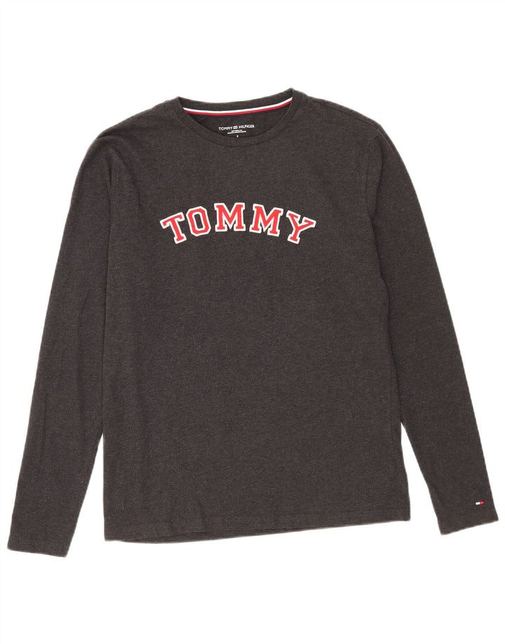 Tommy Hilfiger muška majica dugih rukava s grafikama, mali sivi pamuk