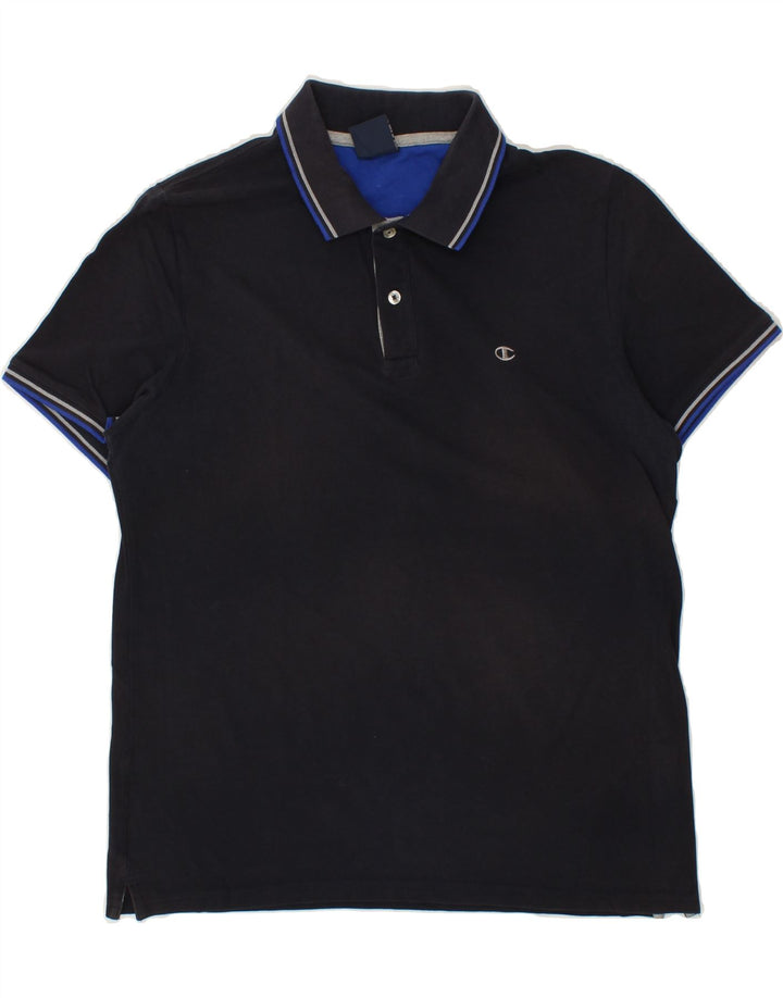 CHAMPION Mens Polo Shirt Large Navy Blue Cotton Vintage Champion and Second-Hand Champion from Messina Hembry 