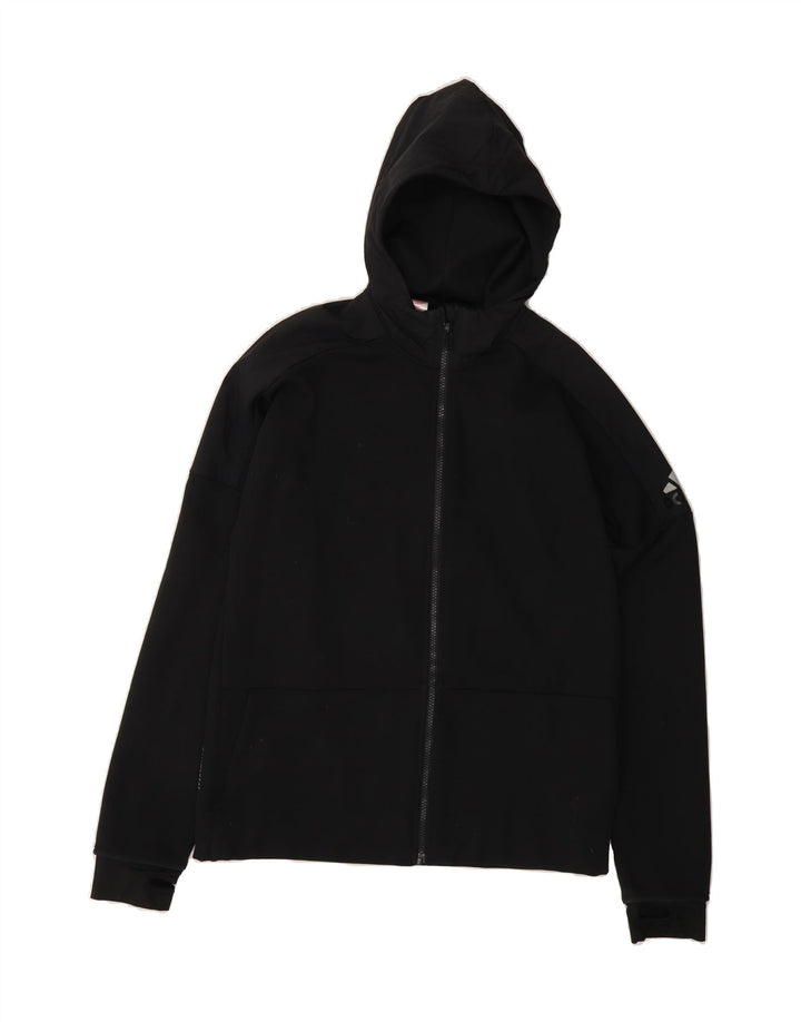 ADIDAS Boys Zip Hoodie Sweater 15-16 Years Black Polyester Vintage Adidas and Second-Hand Adidas from Messina Hembry 