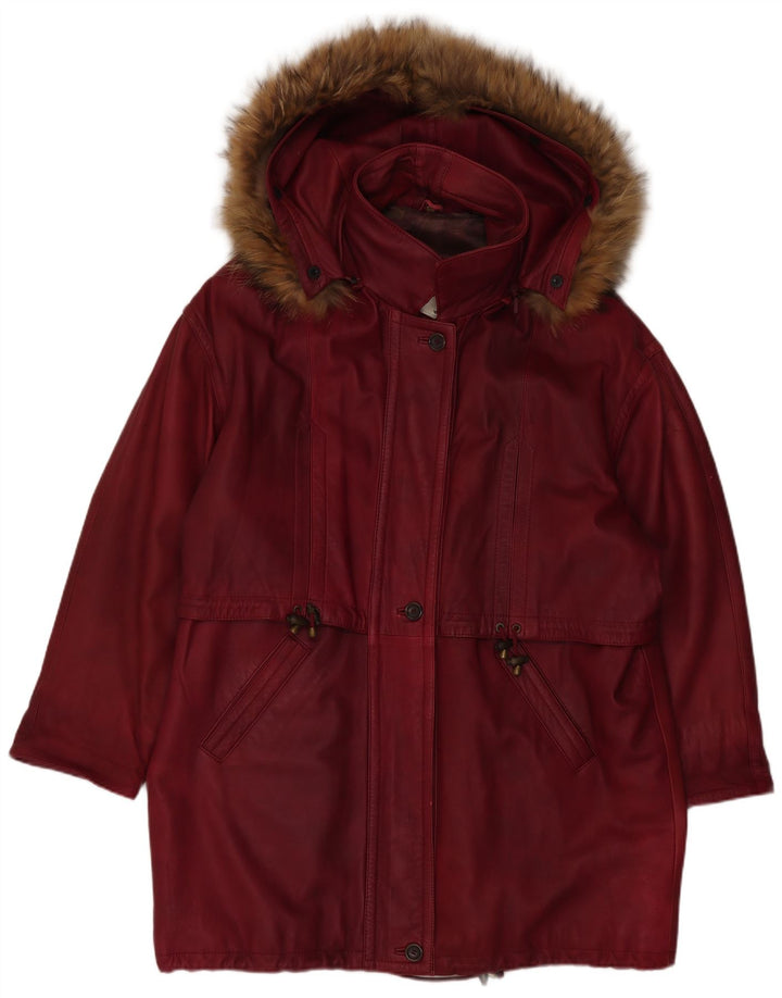 Vintage ženska prevelika parka jakna s kapuljačom EU 48 2XL kestenjaste boje