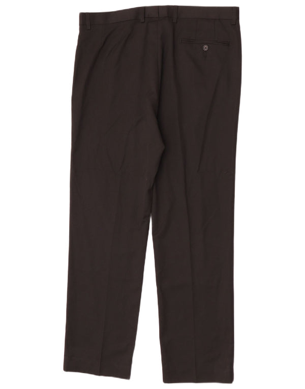 Marks & Spencer Mens Straight Regular Suit Trousers W36 L31 Black Polyester