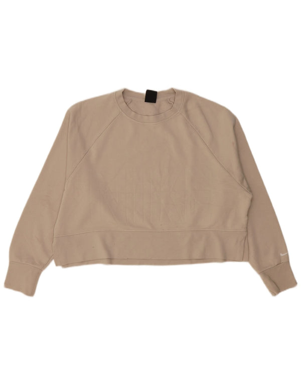 Nike Ženski Dri Fit Graphic Oversized Sweatshirt Jumper UK 14 Srednje siva