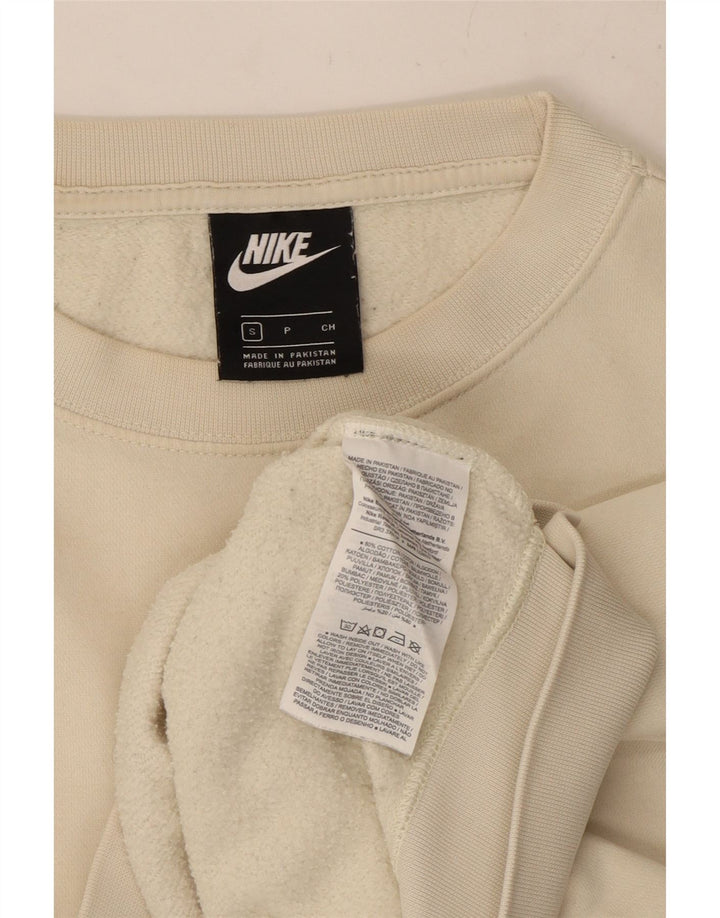 NIKE Ženska kratka prekomjerna majica s kratkim rukavima UK 10 Small Off White Cotton