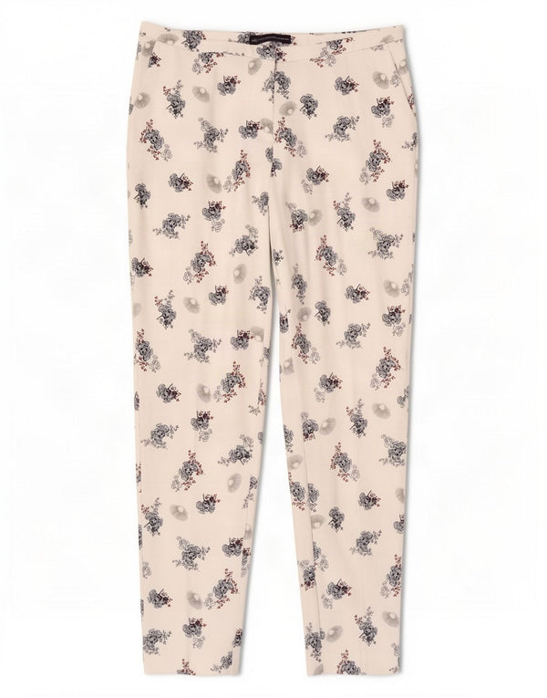 Marks & Spencer ženske chino hlače UK 12 srednje W32 L28 bijele cvjetne