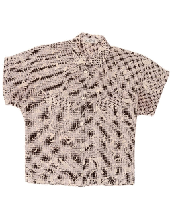 Vintage ženska košulja kratkih rukava UK 14 srednje crne ptičje zube