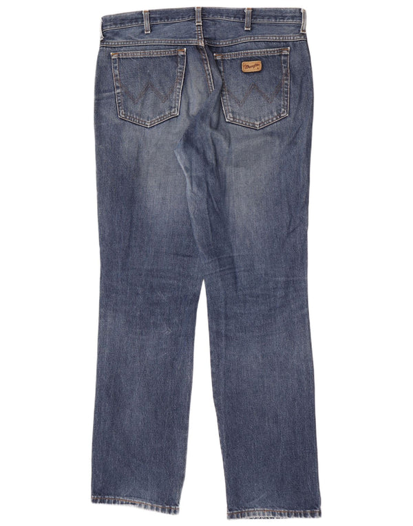Wrangler Mens Regular Straight Jeans W36 L34 Blue Cotton