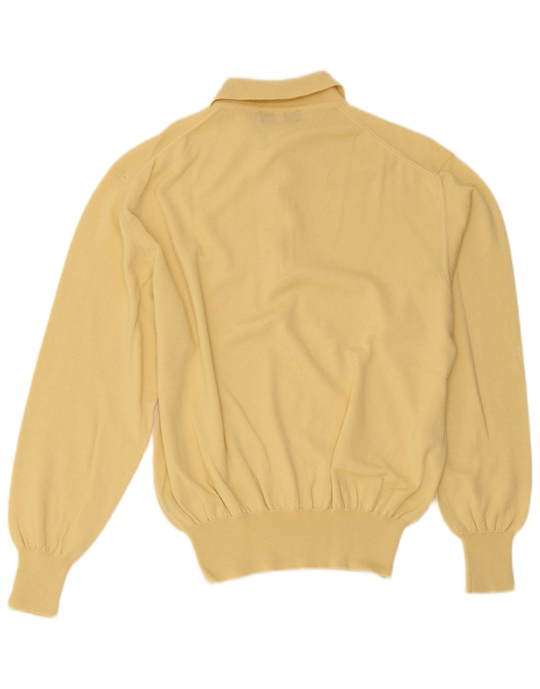 Vintage muški džemper s polo ovratnikom srednje žute vune