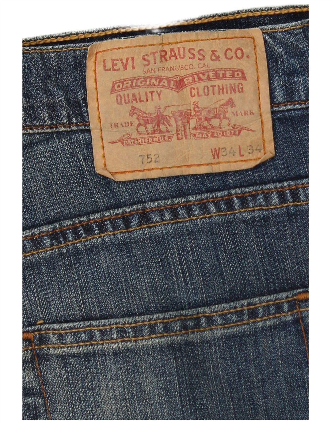 Levi's muške 752 ravne traperice W34 L29 plavi pamuk