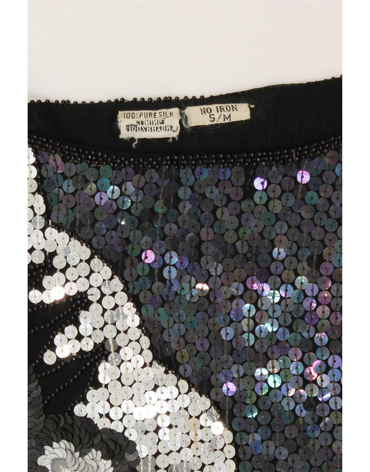 Vintage ženska večernja bluza sa šljokicama UK 10 malih raznobojnih