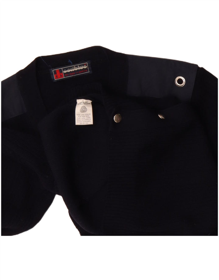 Vintage muški kardigan džemper srednje tamnoplave boje od blokova vune