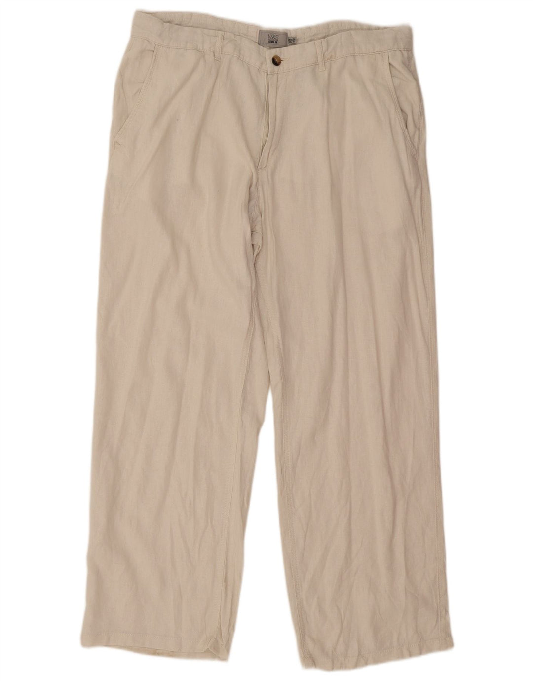 Marks & Spencer muške ravne obične chino hlače W38 L31 Off White