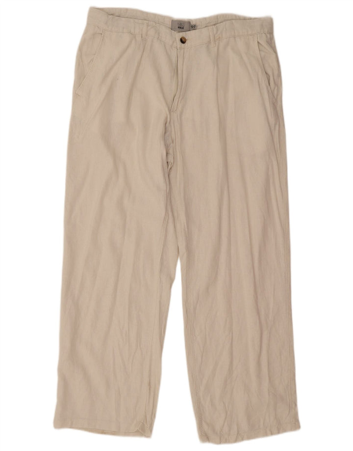 Marks & Spencer muške ravne obične chino hlače W38 L31 Off White