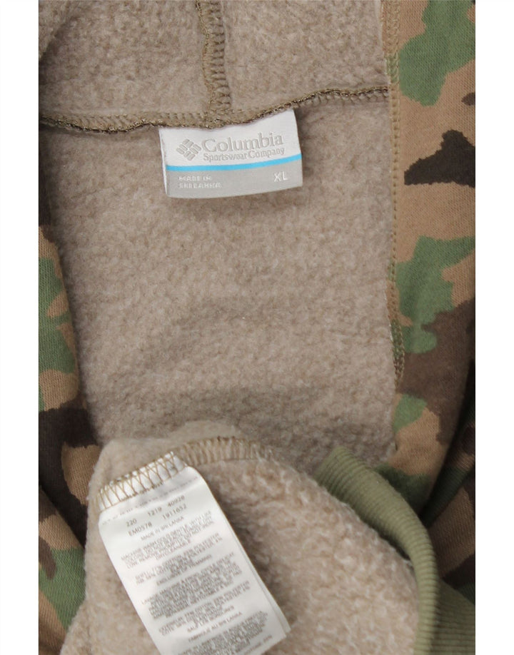 COLUMBIA Muška majica s kapuljačom s kapuljačom XL kaki kamuflažni pamuk