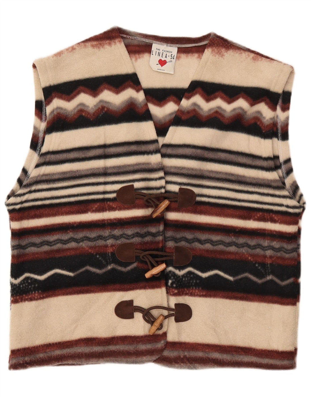 VINTAGE ženska jakna od flisa s dugim rukavima UK 14 srednje raznobojnih pruga