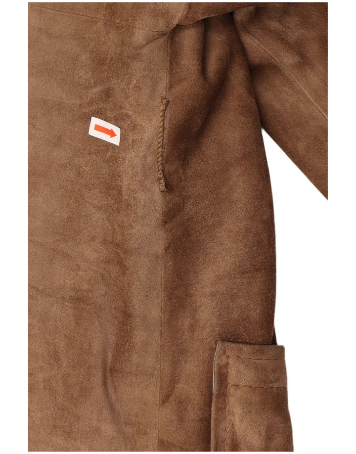 VINTAGE Womens Open Suede Jacket UK 18 XL Brown