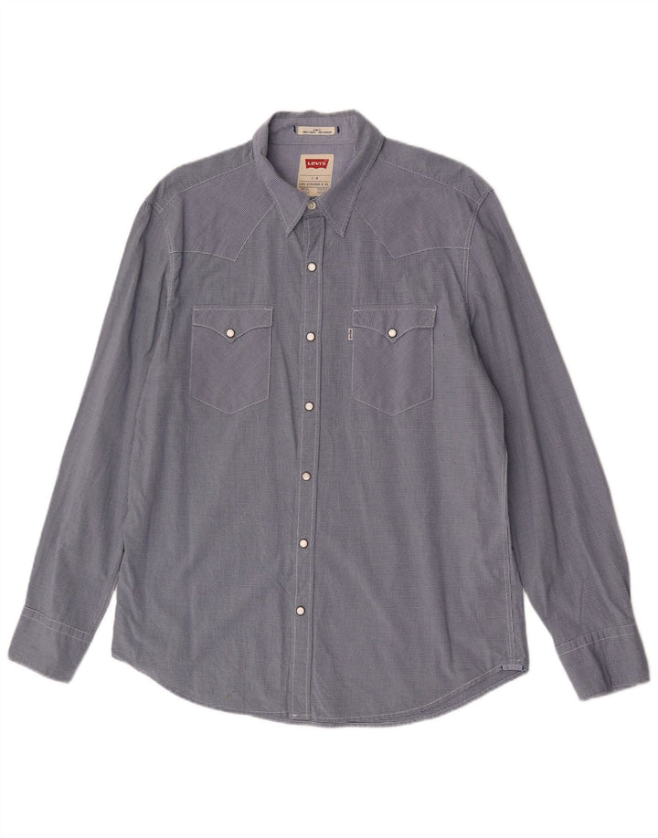Levi's muška uska košulja velika mornarsko plava pamuk gingham
