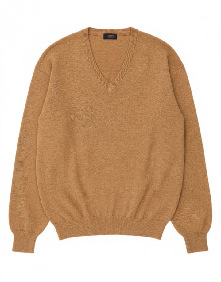 Massimo Dutti muški džemper s V izrezom XL bež vunene boje
