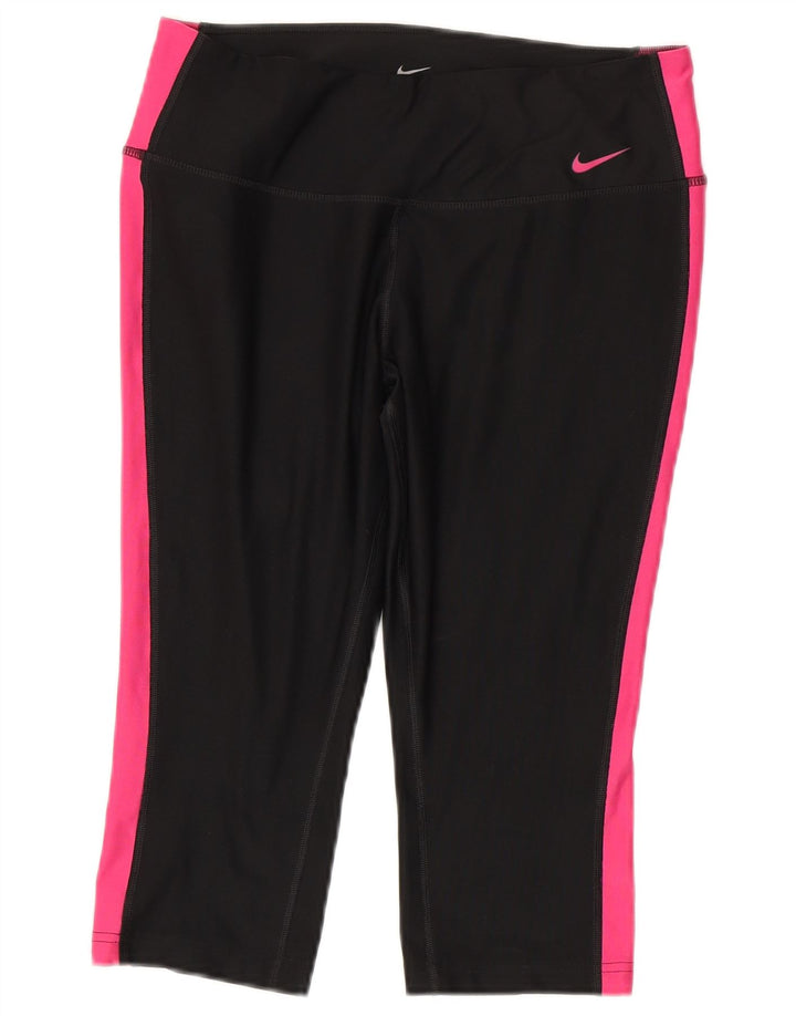 Nike ženske Dri Fit Capri tajice UK 12 srednje crne boje