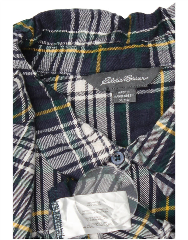 EDDIE BAUER Ženska flanelska košulja UK 18 XL tamnoplava karirana viskoza