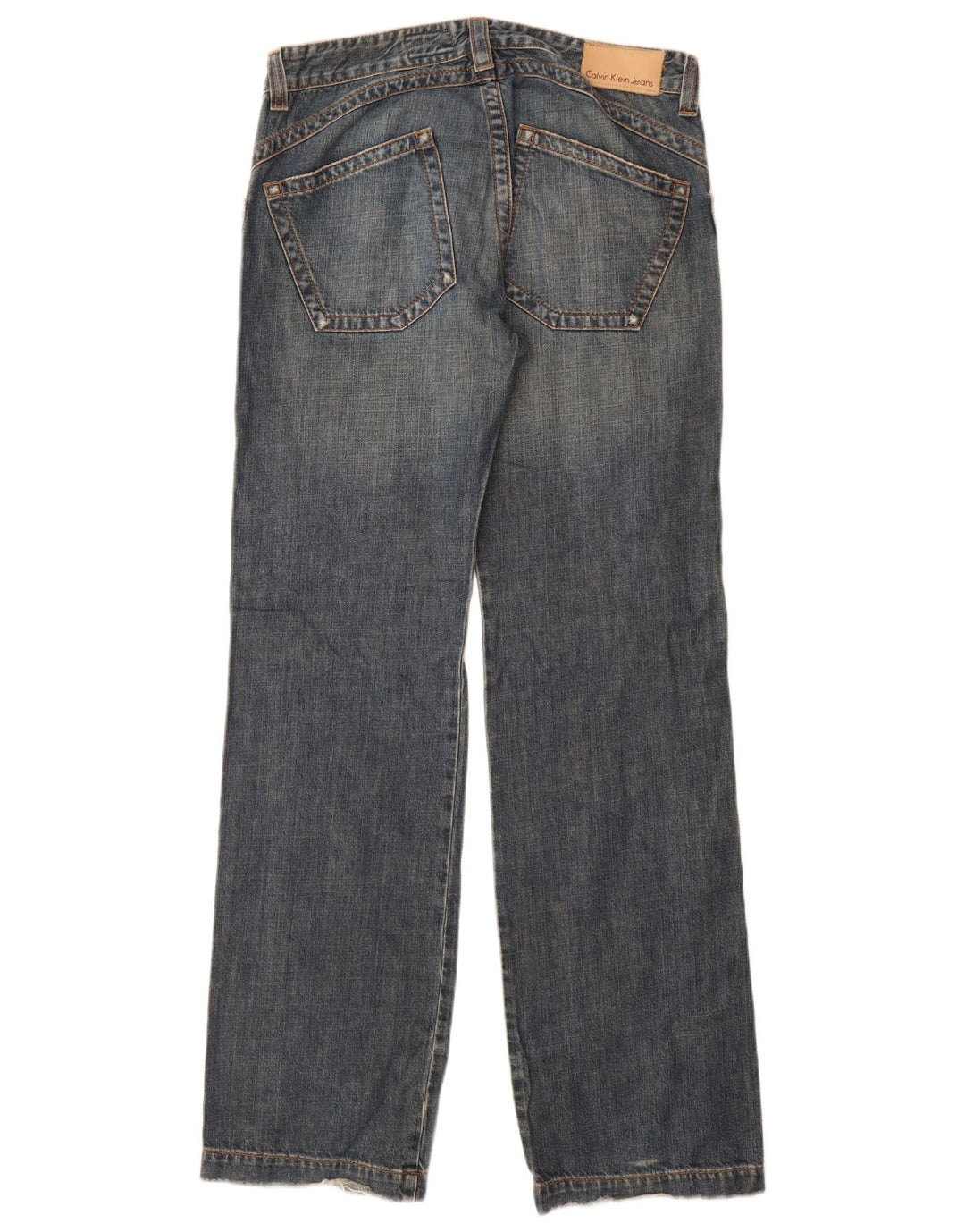 CALVIN KLEIN Ženske ravne traperice W32 L34 Plavi pamuk