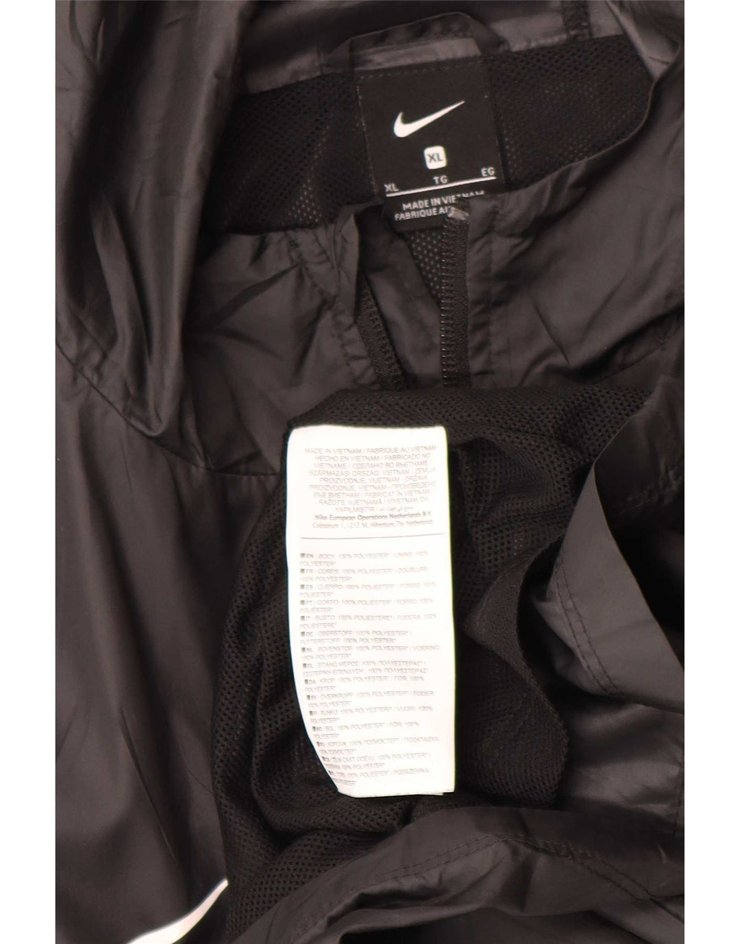 Nike muška kišna jakna s kapuljačom s grafičkim motivima UK 42 XL crni poliester