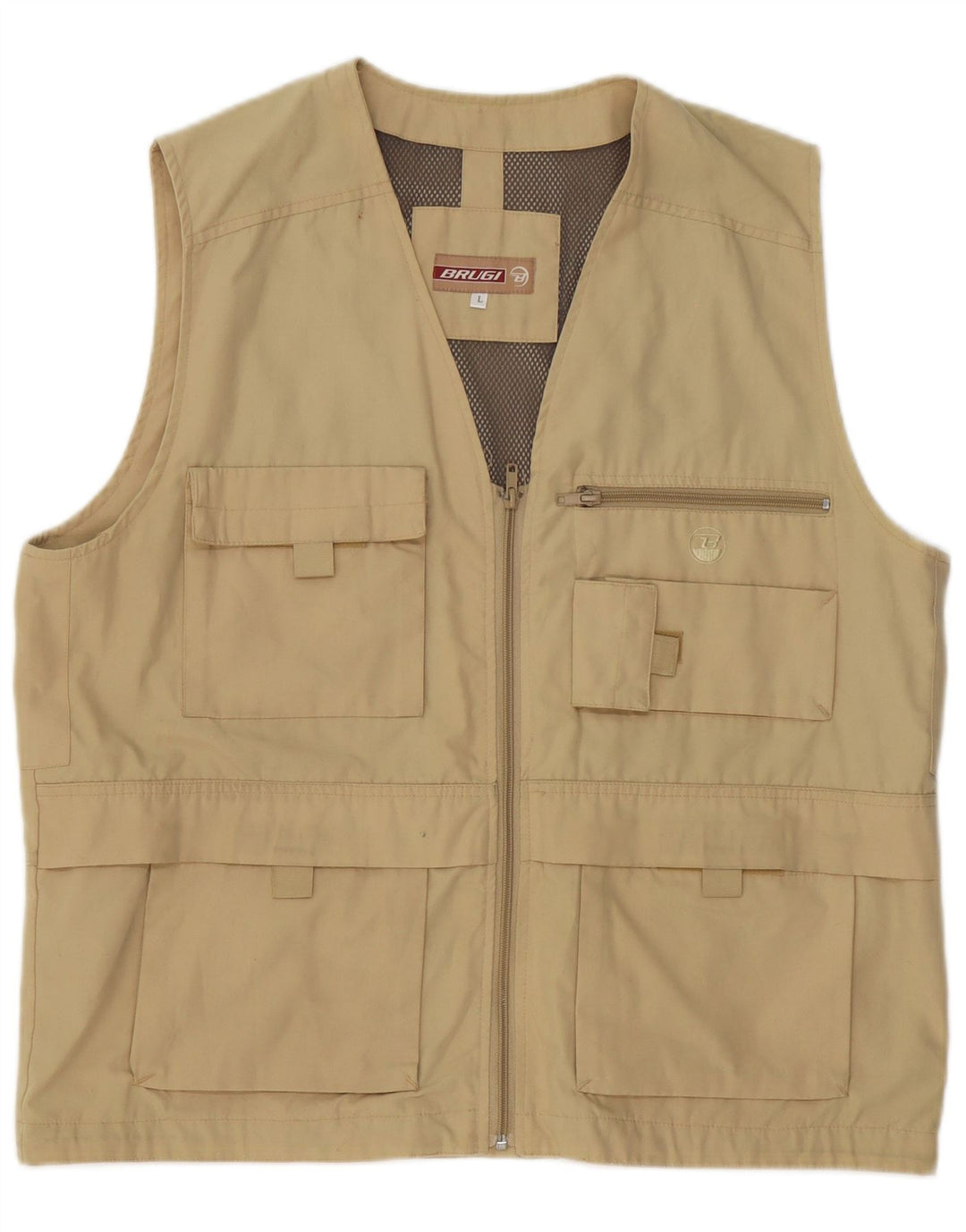 Brugi Mens Utility Gilet UK 40 Large kaki poliester