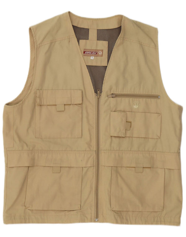 Brugi Mens Utility Gilet UK 40 Large kaki poliester