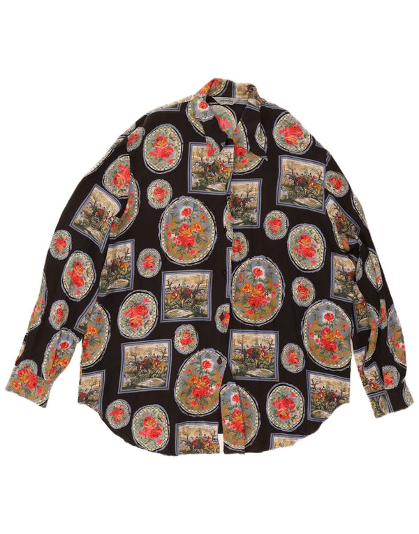 Vintage ženska košulja UK 18 XL crna cvjetna